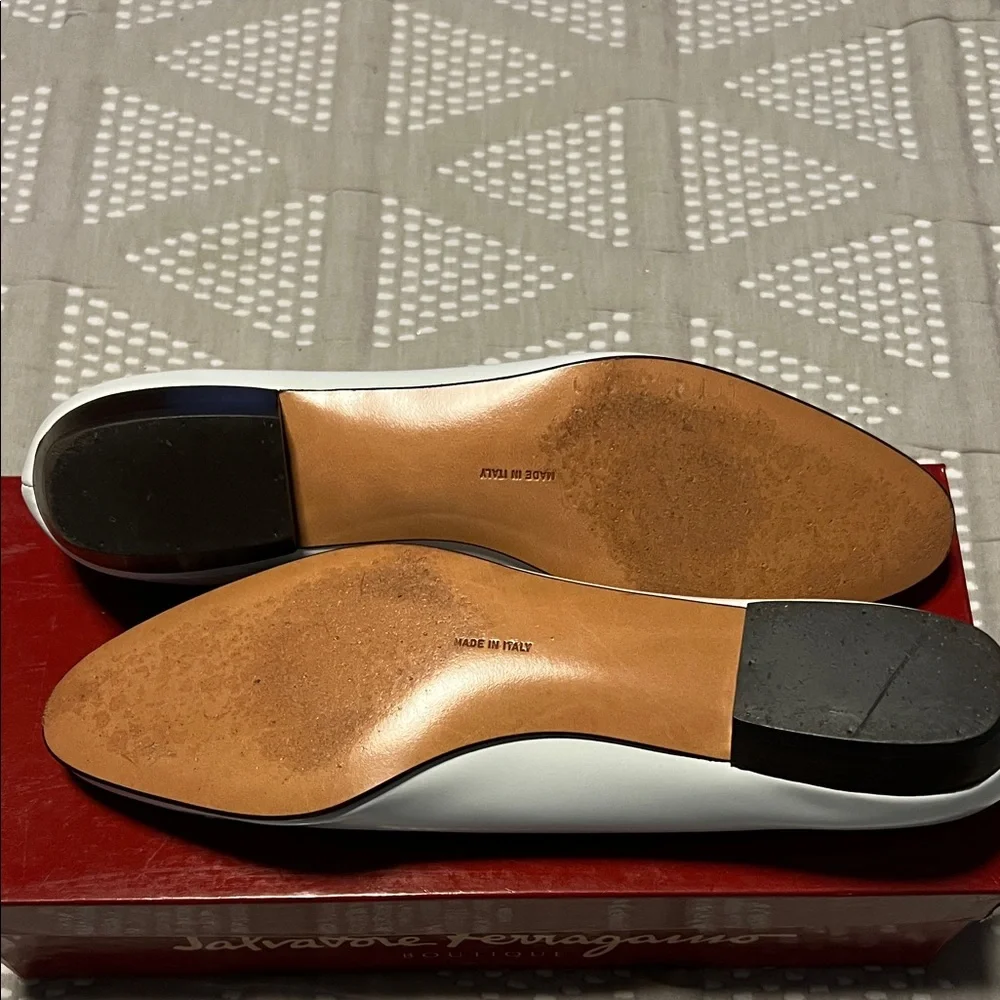 Salvatore Ferragamo White Leather Loafers - Picture 6 of 16